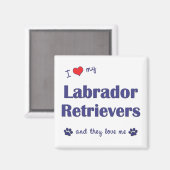 Aimant J'Aime Mes Récupérateurs Labrador (Chiens Multiple (Recto/Verso)