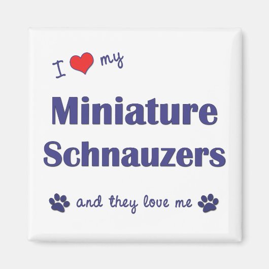 Aimant J'Aime Mes Schnauzers Miniature (Chiens Multiples) (Devant)