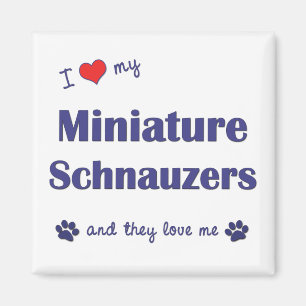 Aimant J'aime mes Schnauzers miniatures (les chiens