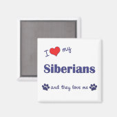 Aimant J'Aime Mes Sibériens (Chats Multiples) (Recto/Verso)