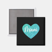 Aimant J'aime Miami Floride Cœur (Recto/Verso)