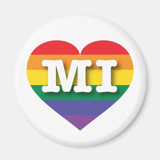 Aimant J'aime Michigan Gay pride Rainbow Heart (Devant)