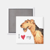 Aimant J'aime mon Airedale (Recto/Verso)