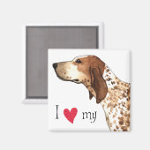 Aimant J'aime mon American English Coonhound (Recto/Verso)