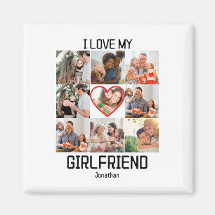 Aimant J'aime mon amie Collage personnalisé de 9 photos