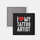 Aimant J'Aime Mon Artiste De Tatouage (Recto/Verso)