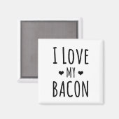 Aimant J'Aime Mon Bacon ! Réfrigérateur Lover Bacon (Recto/Verso)
