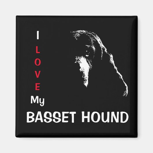 Aimant J'Aime Mon Basset Hound (Devant)