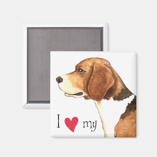 Aimant J'aime mon Beagle (Recto/Verso)