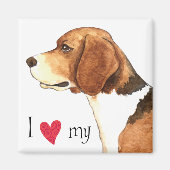 Aimant J'aime mon Beagle (Devant)
