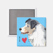 Aimant J'aime mon berger australien (Recto/Verso)