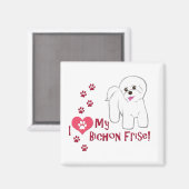 Aimant J'Aime Mon Bichon Frise ! (Recto/Verso)