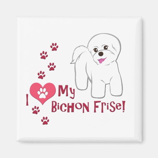 Aimant J'Aime Mon Bichon Frise ! (Devant)