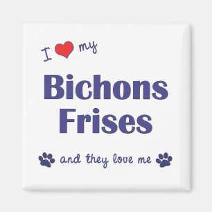 Aimant J'aime mon Bichons Frises (les chiens multiples)