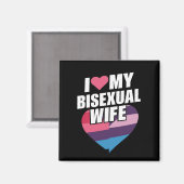 Aimant J'Aime Mon Bisexuel Femme Bi Pride Bisexual Drapea (Recto/Verso)