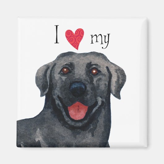 Aimant J'aime mon Black Lab (Devant)