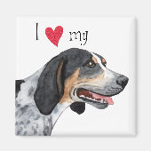 Aimant J'aime mon bluetick Coonhound (Devant)