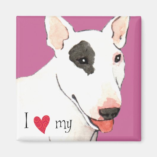 Aimant J'aime mon Bull Terrier (Devant)