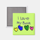 Aimant J'Aime Mon Cadeau Busia (Grand-Mère Polonaise) (Recto/Verso)
