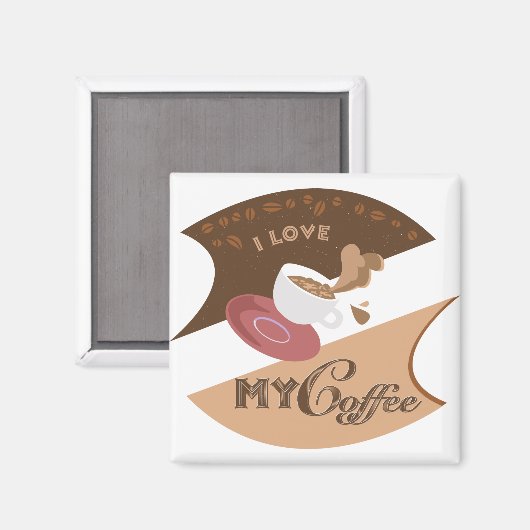 Aimant J'aime mon café Retro Java (Recto/Verso)