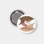 Aimant J'aime mon café Retro Java (Recto/Verso)