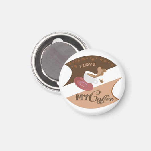 Aimant J'aime mon café Retro Java (Recto/Verso)