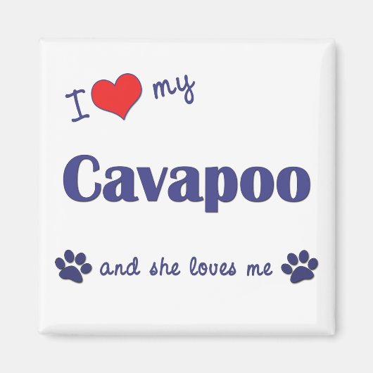 Aimant J'Aime Mon Cavapoo (Chien Féminin) (Devant)