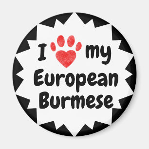 Aimant J'aime mon chat birman européen