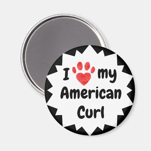 Aimant J'Aime Mon Chat Curl Américain (Recto/Verso)