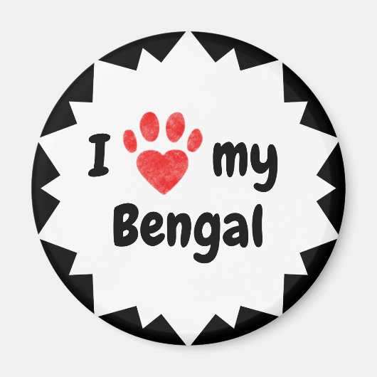Aimant J'Aime Mon Chat Du Bengale (Devant)