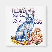 Aimant J'aime mon chat mexicain sans cheveux (Devant)