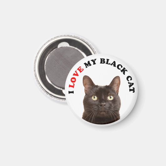 Aimant J'Aime Mon Chat Noir (Recto/Verso)