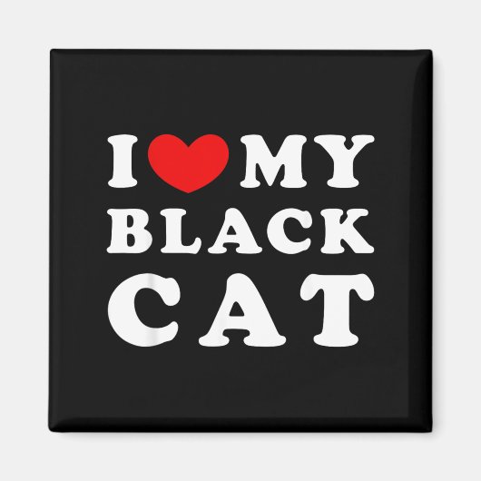 Aimant J'aime mon chat noir J'adore mon chat noir (Devant)
