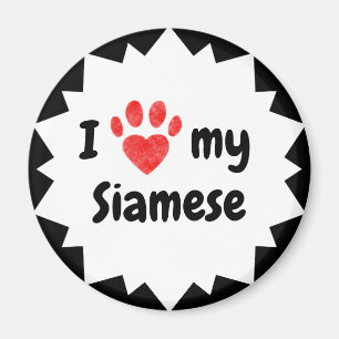 Aimant J'Aime Mon Chat Siamois
