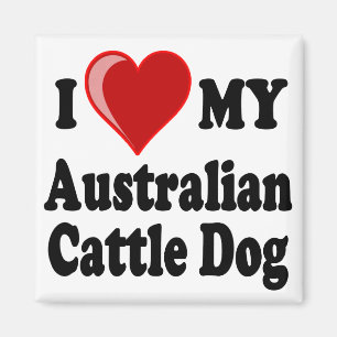 Aimant J'aime mon chien australien de bétail
