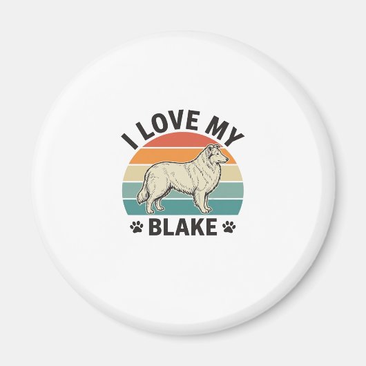 Aimant J'aime mon chien Blake rétro gravure Design_1 (Devant)