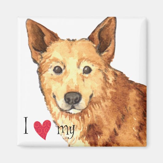 Aimant J'aime mon chien canadien (Devant)