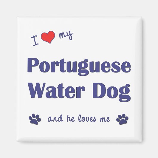 Aimant J'Aime Mon Chien D'Eau Portugais (Chien Mâle) (Devant)