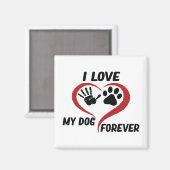 Aimant J'aime mon chien jeter l'oreiller (Recto/Verso)