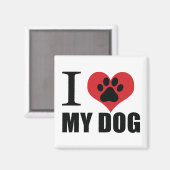 Aimant J'aime mon chien jeter l'oreiller (Recto/Verso)