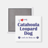 Aimant J'Aime Mon Chien Léopard Catahoula (Chien Femme) (Recto/Verso)