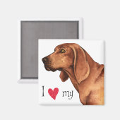 Aimant J'aime mon chien rouge (Recto/Verso)