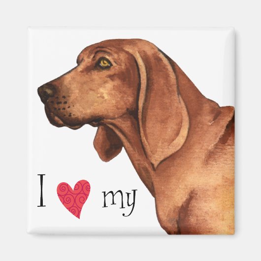 Aimant J'aime mon chien rouge (Devant)