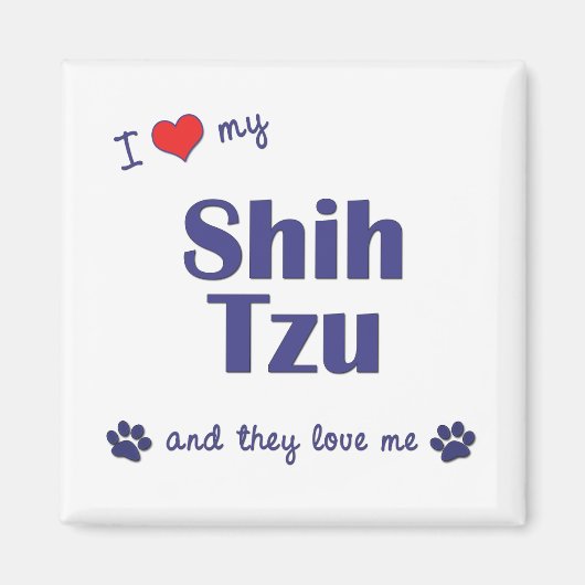 Aimant J'Aime Mon Chih Tzu (Chiens Multiples) (Devant)