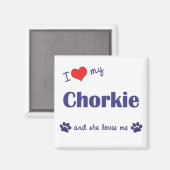 Aimant J'Aime Mon Chorkie (Chien Féminin) (Recto/Verso)