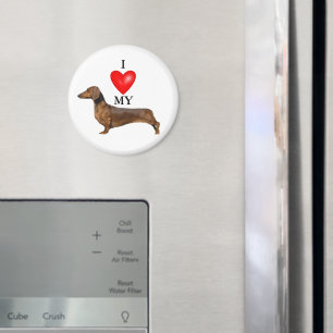 Aimant J'Aime Mon Coeur Rouge Dachshund