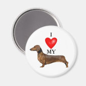 Aimant J'Aime Mon Coeur Rouge Dachshund (Recto/Verso)
