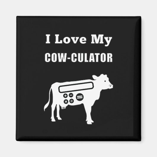 Aimant J'Aime Mon Cow-culator Funny Math Calculator Pun (Devant)
