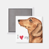 Aimant J'aime mon Dachshund (Recto/Verso)