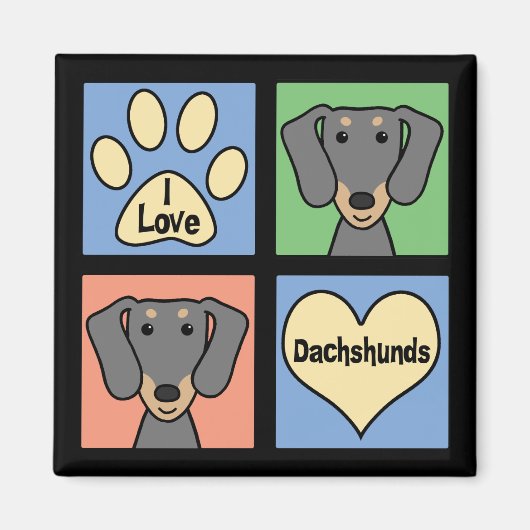 Aimant J'Aime Mon Dachshund (Devant)
